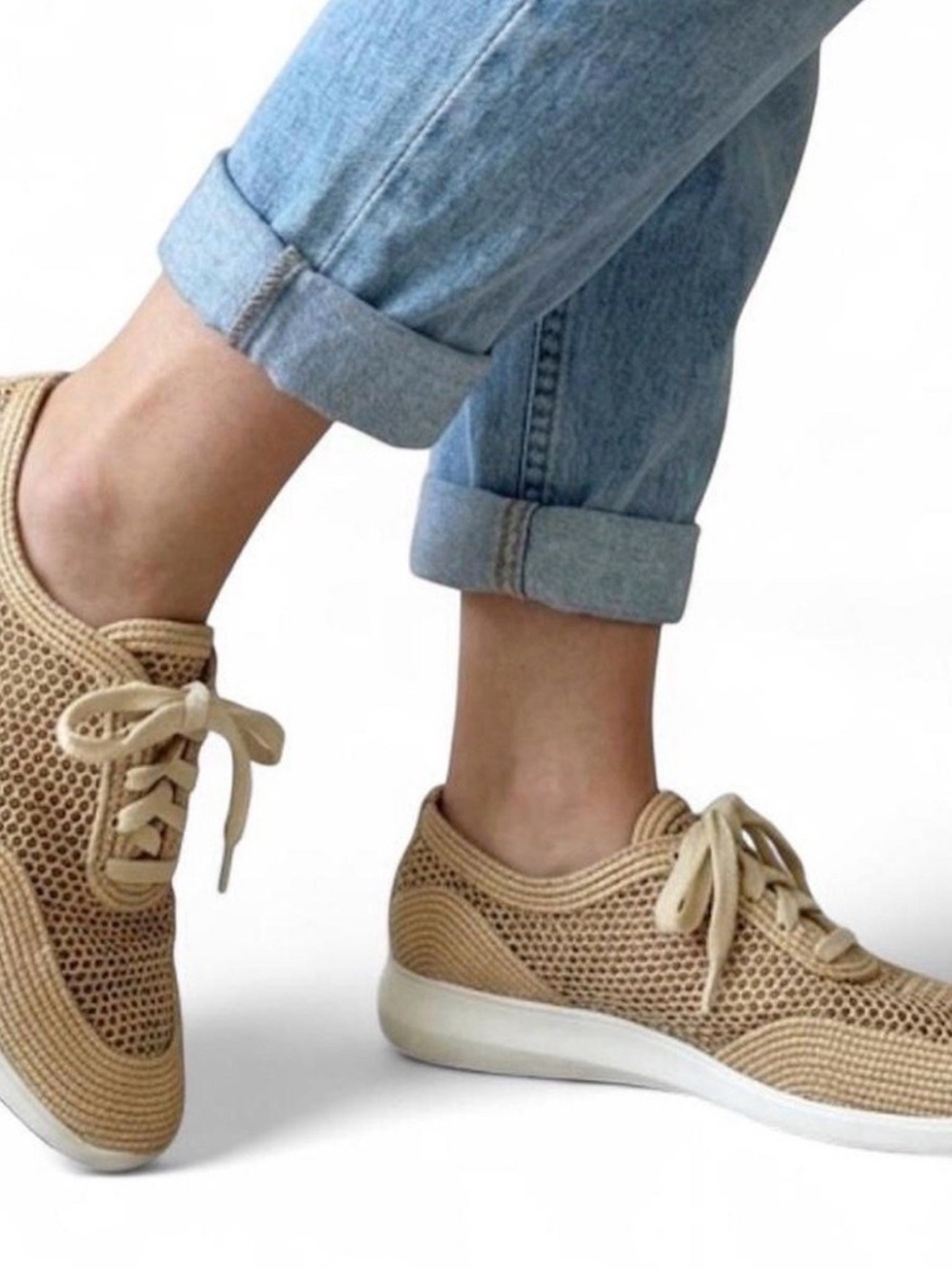 Lightweight Beige Knit Sneakers for Women